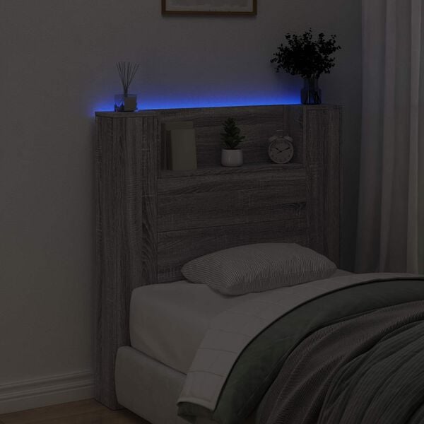 vidaXL T&ecirc;te de lit Gris Sonoma 100 x 16,5 x 103,5 cm Bois d'ing&eacute;nierie