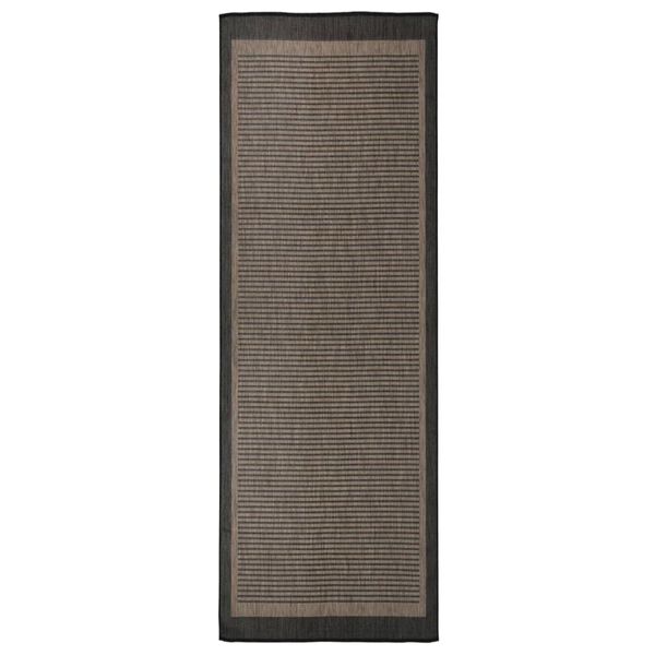 vidaXL Tapis à tissage plat d'extérieur 80x250 cm Marron foncé
