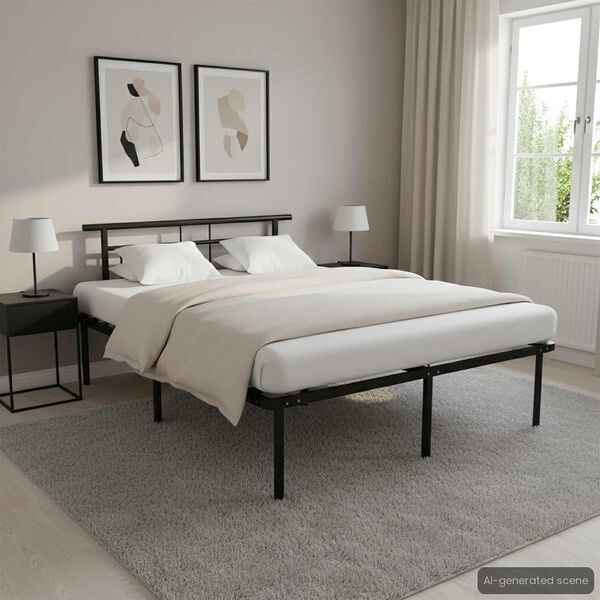 vidaXL Cadre de lit sans matelas noir m&eacute;tal 160x200 cm