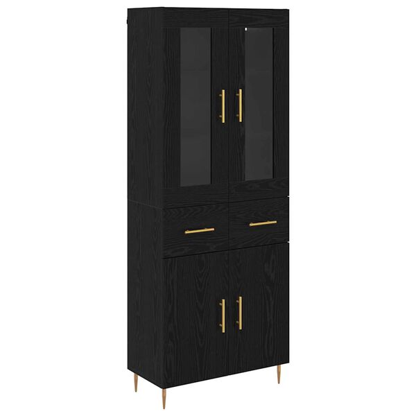 vidaXL Haut Armoire avec tiroir 2 pcs Ch&ecirc;ne noir Bois d'ing&eacute;nierie