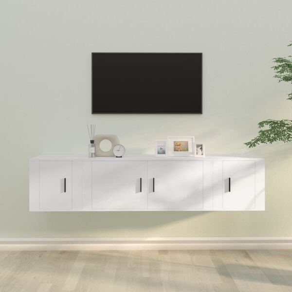 vidaXL Ensemble de meubles TV 3 pcs Blanc Bois d'ingénierie