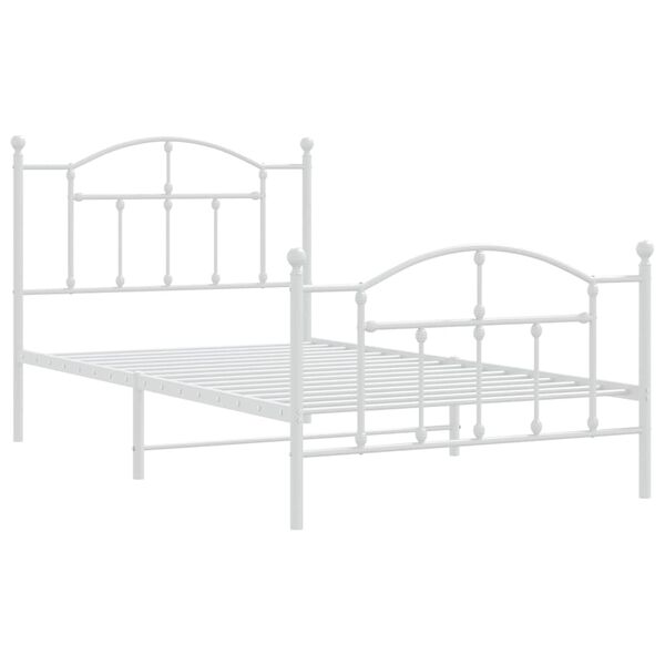 vidaXL Cadre de lit métal sans matelas et pied de lit blanc 100x190 cm