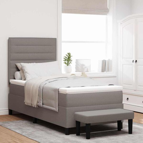 vidaXL Lit &agrave; ressorts avec matelas Taupe 90 x 200 cm tissu