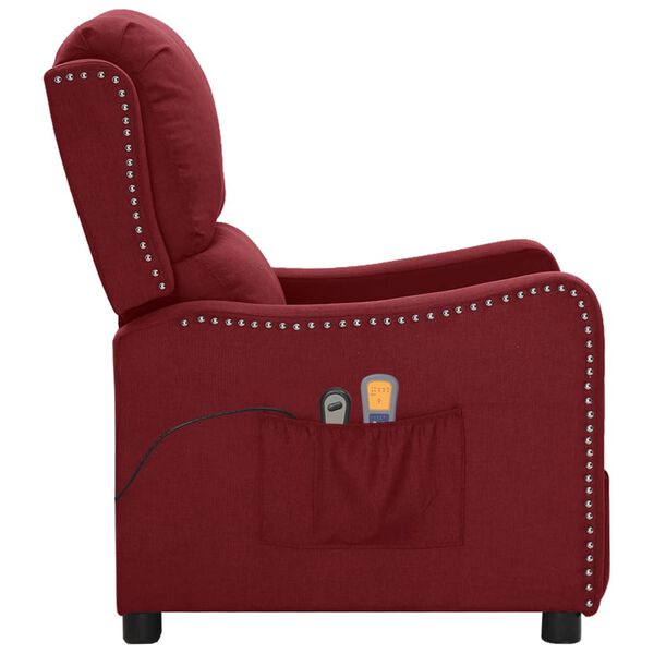 vidaXL Fauteuil &eacute;lectrique de massage Bordeaux Tissu