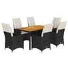 vidaXL Ensemble &agrave; manger de jardin coussins 7pcs Noir R&eacute;sine tress&eacute;e