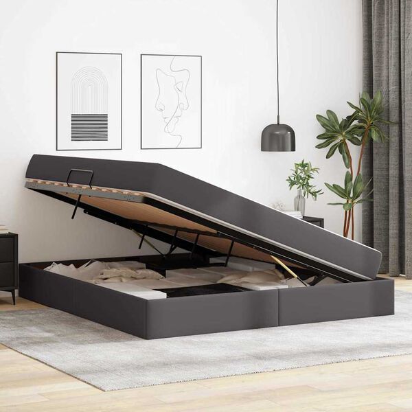 vidaXL Lit avec rangement et matelas avec matelas Gris 180 x 200 cm
