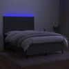 vidaXL Sommier &agrave; lattes de lit et matelas et LED Gris fonc&eacute; 140x190 cm