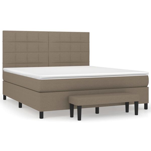 vidaXL Sommier &agrave; lattes de lit avec matelas Taupe 160x200 cm Tissu