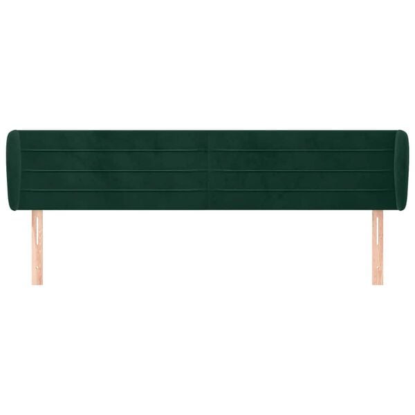 vidaXL T&ecirc;te de lit avec oreilles Vert fonc&eacute; 183x23x78/88 cm Velours
