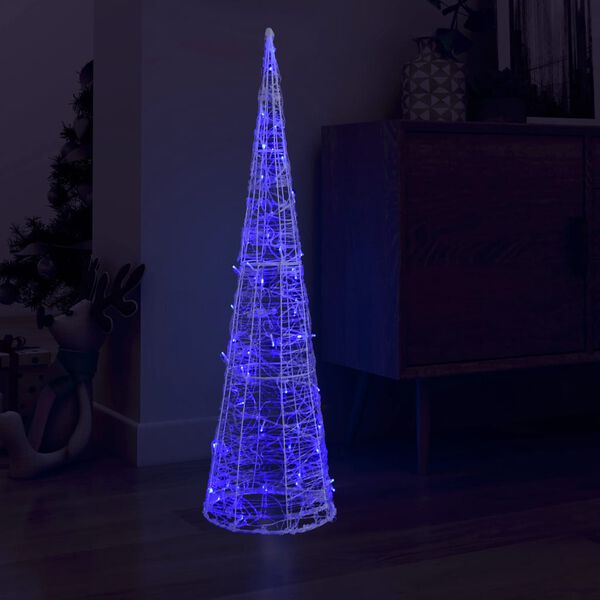 vidaXL C&ocirc;ne lumineux d&eacute;coratif pyramide &agrave; LED Acrylique Bleu 120 cm