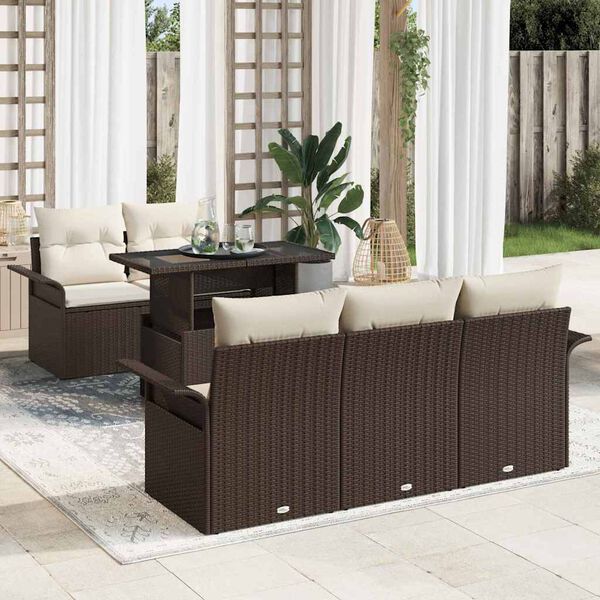 vidaXL Ensemble de canapé de jardin 6 pcs Marron Poly Rattan