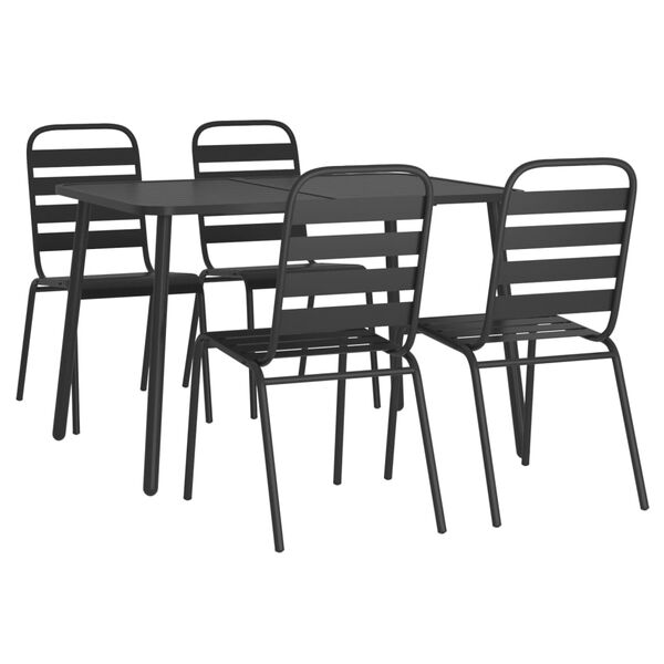 vidaXL Ensemble &agrave; manger de jardin 5 pcs anthracite acier