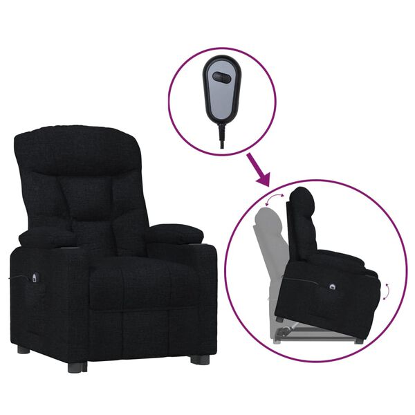 vidaXL Fauteuil Noir Tissu