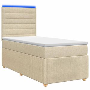 vidaXL Lit boxspring LED avec matelas Cr&egrave;me 90 x 190 cm Tissu