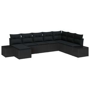 vidaXL Ensemble de canap&eacute; de jardin avec coussin 8 pcs Noir polyrotin