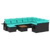 vidaXL Ensemble de canap&eacute; de jardin 11 pcs avec coussins noir r&eacute;sine tress&eacute;e
