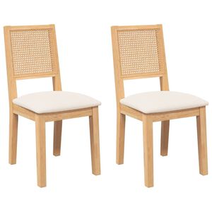 vidaXL Chaises &agrave; manger coussins 2 pcs bois massif caoutchouc