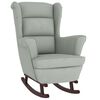 vidaXL Fauteuil à bascule à oreilles en velours gris clair bois massif