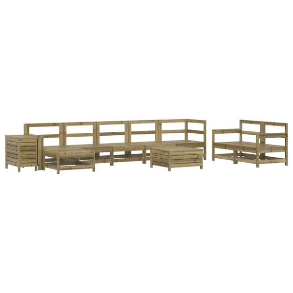 vidaXL Salon de jardin 10 pcs bois de pin impr&eacute;gn&eacute;