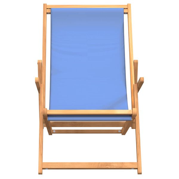 vidaXL Chaise de plage pliable Bois de teck solide Bleu