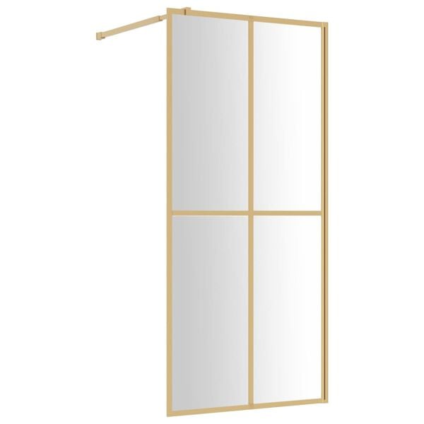 vidaXL Paroi de douche avec verre ESG transparent doré 100x195 cm