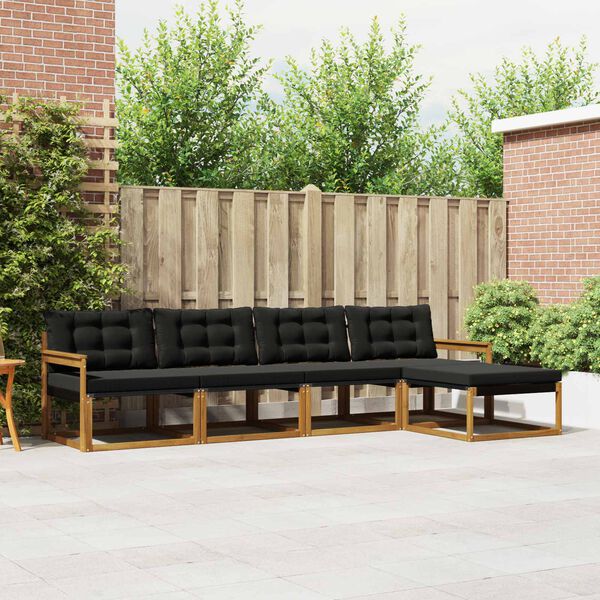 vidaXL Ensemble de canap&eacute;s d'ext&eacute;rieur 5 pcs Naturel et Noir