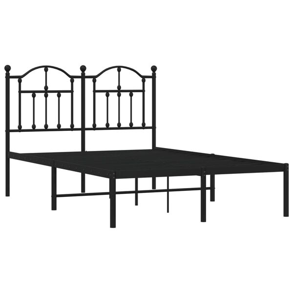 vidaXL Cadre de lit m&eacute;tal sans matelas avec t&ecirc;te de lit noir 120x190cm