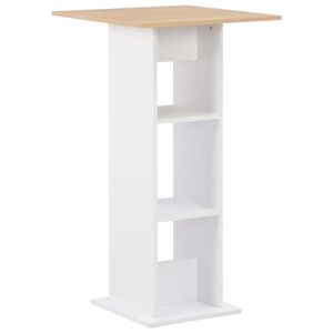 vidaXL Table de bar Blanc et ch&ecirc;ne Sonoma 60x60x110 cm