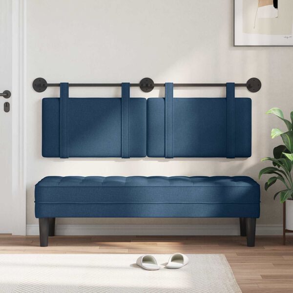 vidaXL T&ecirc;te de lit suspendue Montage mural Bleu 150 x 55 x 5 cm tissu