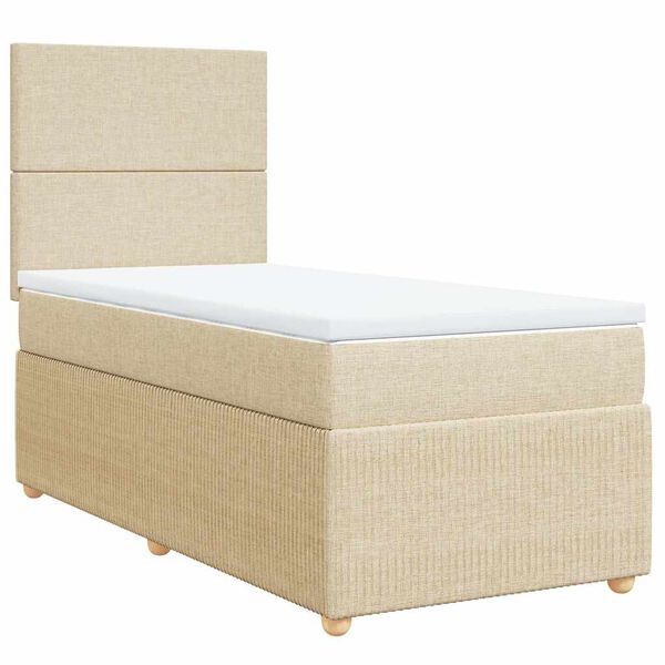 vidaXL Sommier &agrave; lattes de lit avec matelas Cr&egrave;me 90x200 cm Tissu