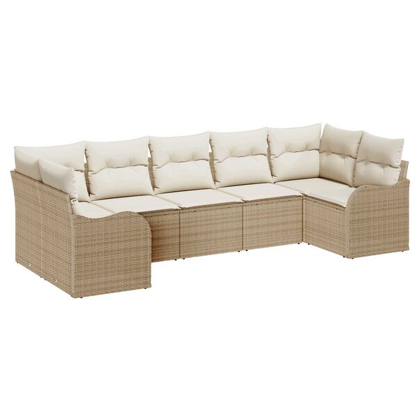vidaXL Ensemble de canap&eacute; de jardin Beige polyrotin