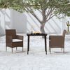 vidaXL Ensemble à manger de jardin avec coussins 3 pcs Marron et noir
