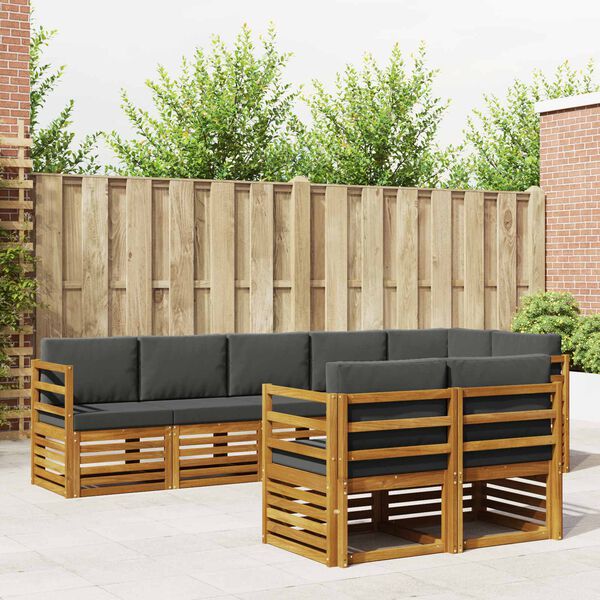 vidaXL Ensembles de canap&eacute;s avec coussin 8 pcs Naturel et Anthracite