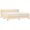 vidaXL Sommier &agrave; lattes de lit avec matelas Cr&egrave;me 160x200 cm Tissu