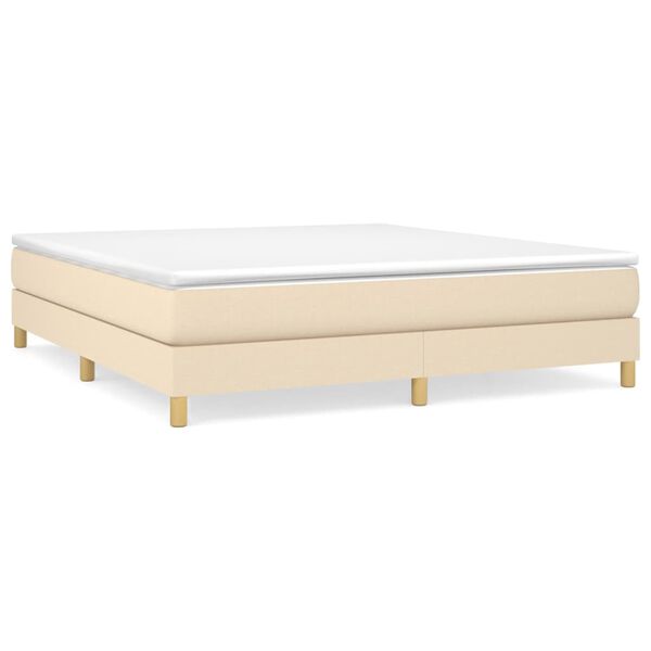 vidaXL Sommier &agrave; lattes de lit avec matelas Cr&egrave;me 160x200 cm Tissu