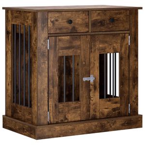vidaXL Meuble de cage pour chien Ch&ecirc;ne fum&eacute; 80 x 47,5 x 80 cm