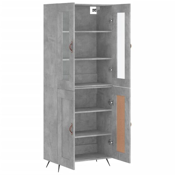 vidaXL Buffet haut Gris b&eacute;ton 69,5x34x180 cm Bois d'ing&eacute;nierie