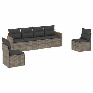 vidaXL Salon de jardin 6 pcs avec coussins gris r&eacute;sine tress&eacute;e