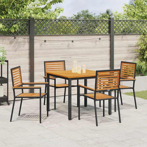 vidaXL Ensemble de salle &agrave; manger pour jardin 5 pcs Noir et Marron