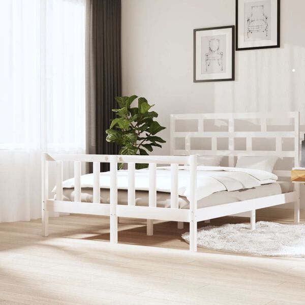 vidaXL Cadre de lit sans matelas blanc bois massif 160x200 cm