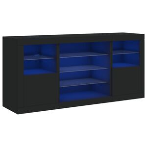 vidaXL Buffet avec lumi&egrave;res LED noir 142,5x37x67 cm