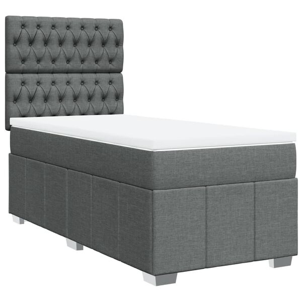 vidaXL Sommier &agrave; lattes de lit avec matelas Gris fonc&eacute; 100x200cm Tissu