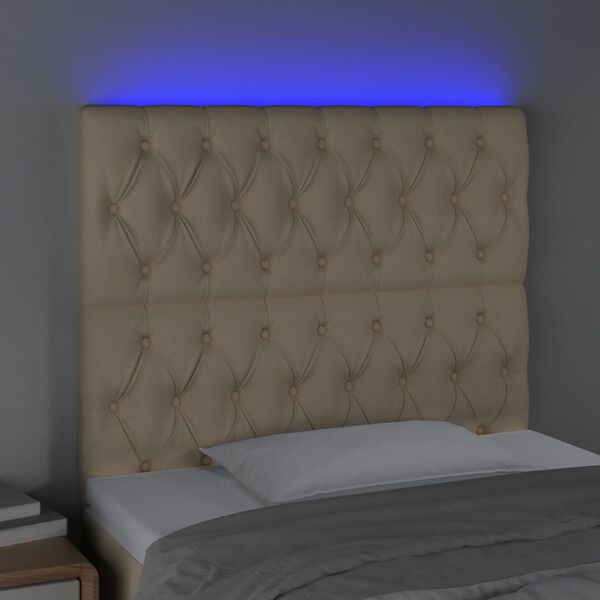 vidaXL T&ecirc;te de lit &agrave; LED Cr&egrave;me 100x7x118/128 cm Tissu