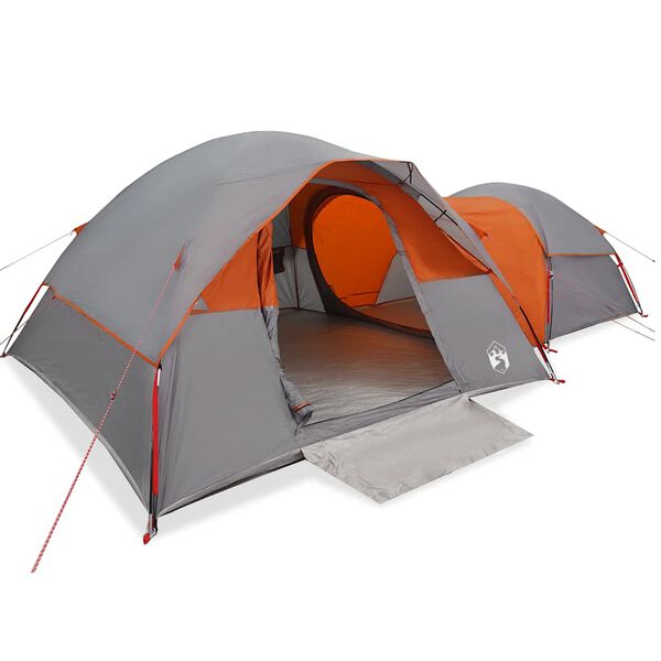 vidaXL Tente de camping 5 personnes gris et orange imperméable