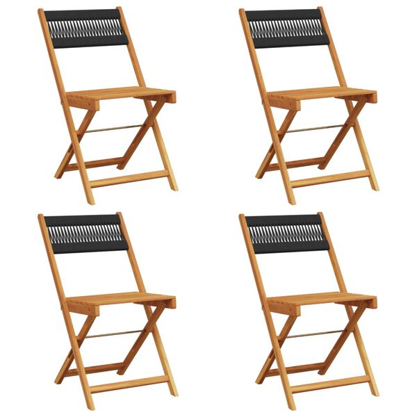 vidaXL Chaises de jardin pliantes lot de 4 noir bois d'acacia massif
