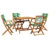 vidaXL Ensemble &agrave; manger de jardin 5 pcs motif de feuilles tissu bois
