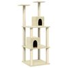 vidaXL Arbre &agrave; chat avec griffoirs en sisal Cr&egrave;me 141 cm
