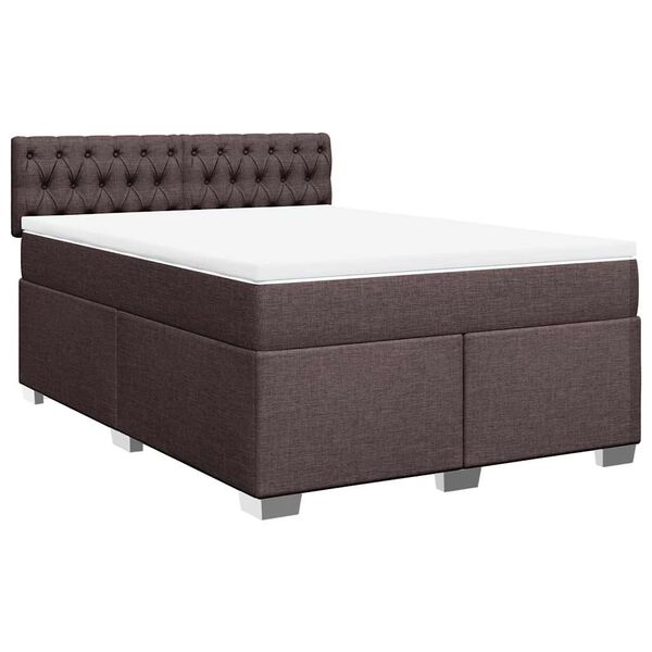 vidaXL Sommier &agrave; lattes de lit avec matelas Marron fonc&eacute; 140x190 cm
