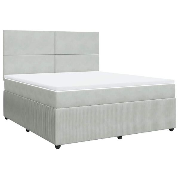vidaXL Sommier &agrave; lattes de lit et matelas Gris clair 180x200cm Velours