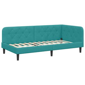 vidaXL Cadre de lit d'angle Turquoise 90 x 190 cm Velours